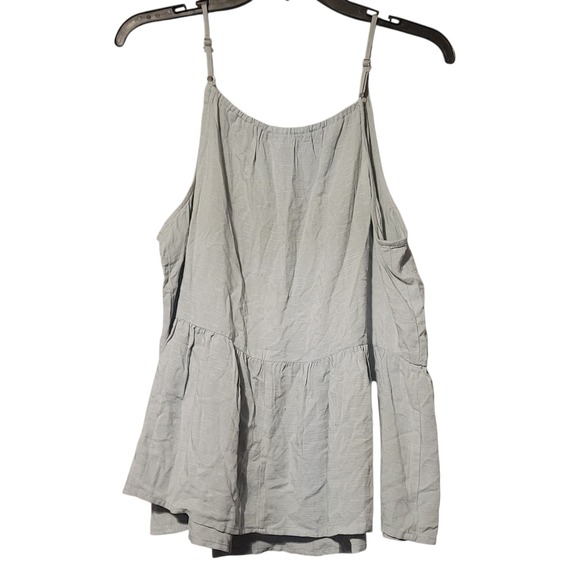 Flowy Peplum Cami Tank Blouse XL Blue Maurices Tie Front V-Neck - Picture 3 of 5